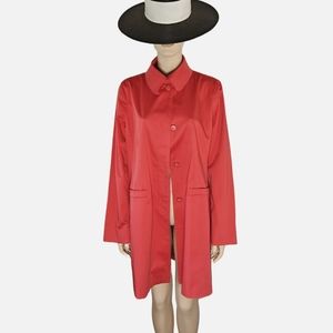 NWT Talbots Coral Red Polished Cotton Coat Size L